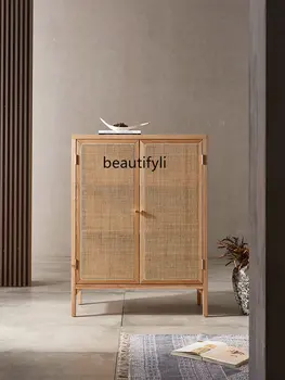 Креативен шкафче от скандинавския ратан, бюфет от масивно дърво, шкаф за съхранение на хотелския бита