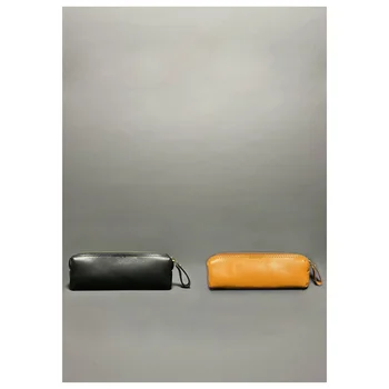 Италианска кожена чанта за писалки ръчно изработени Holvin от телешка кожа, Кожа косметичка за моливи, канцеларски материали, Различни чанта за съхранение