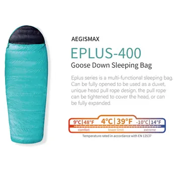 AEGISMAX EPLUS 400 Открит Къмпинг Пролет Есен 800FP Бял Гъши Пух Обгръща Сплайсируемый Найлонов Спален Чувал
