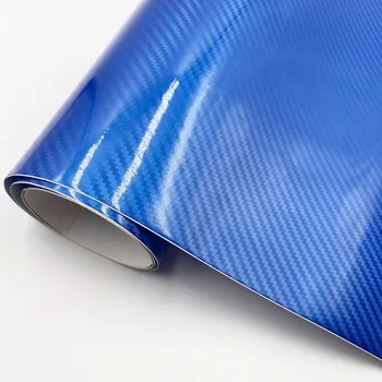 лъскава синя филмът винил от въглеродни влакна 5D, стикер за автомобил, 7 размери по избор