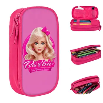 Розови пеналы за момичета и кукли Барби, модни чанти и калъфи за писалки, студентски пеналы за съхранение на училищни принадлежности, пеналы с цип