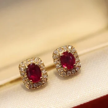 Дамски официални обеци CAOSHI Temperament с ярко-червен кристал на CZ, изискани луксозни дамски аксесоари за церемонията годеж