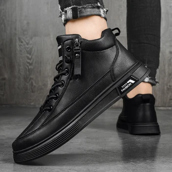 2023 Пролет и есен Нова модна тенденция Универсални черни ежедневни кожени удобни спортни обувки Непромокаеми обувки Tide