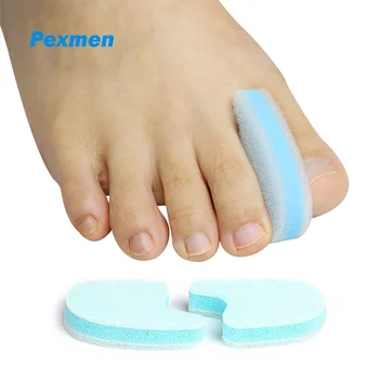 Pexmen 2 елемента Поролоновый разделител за пръстите на крака, ленти за пръсти, което намалява триенето и улесняваща болка от мазоли, Коректор припокриване на пръстите на краката, Средство за грижа за краката.