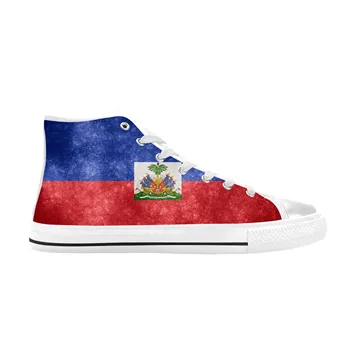 Хаити, Хаити флаг, Патриотическая Гордост, Забавни Модни и Ежедневни Тъканта, Обувки С висок берцем, Удобни Дишащи Мъжки И дамски Маратонки с 3D принтом.