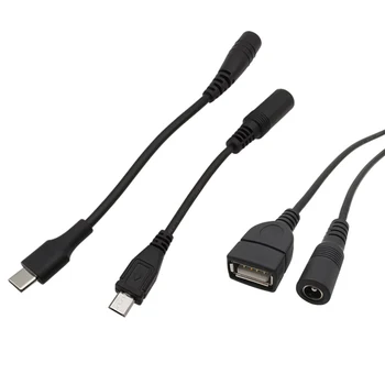 Жак 5,5 x 2,1 мм за свързване към USB 2.0 A /Plug Type-C /Micro USB Адаптер на Захранване Dc Конвертор Кабелен Конектор