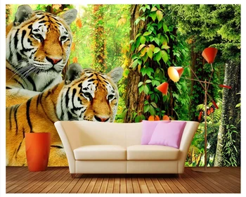 beibehang Classic съвременната мода, триизмерна декоративна живопис, 3D тапети, тапети с горски тигър в джунглата начало декор