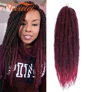 18-инчови синтетични Къдрава коса в африканския стил, Меко омбре, удължаване на коса плетене, тъкане косичек, Marly Hair за черни жени VIVIEIEI