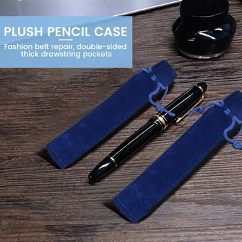 50 бр Синьо кадифе калъф за писалки, ръкав, държач за чанта за писалки, калъф, чанта за моливи