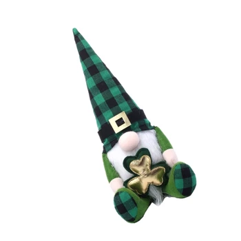 Ден На Свети Патрик Джуджетата Ирландски Ден Плюшени Джуджета Кукли Деня На Св. Патрик Подарък За Великден Украса От Трилистников Зелени Джуджета