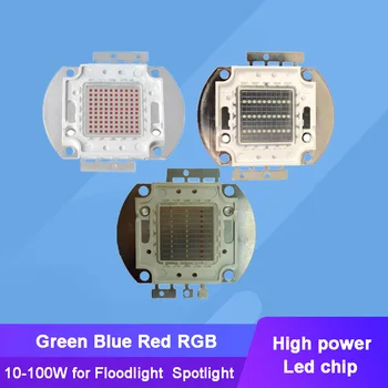 10-100 W синьо-зелена и червена RGB led крушка, чип за прожектор улична лампа