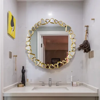 Интериор на баня, монтиране на декоративно огледало, Естетическо декоративно Кръгло огледало, съвременно голямо украса за дома Specchio Луксозни YY50JZ