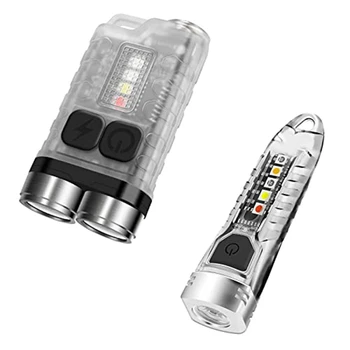 Мини прожектори за ключове V3, акумулаторна светодиодна светкавица USB-C капацитет 900ЛМ с магнит на опашката, джобен фенер V1 IPX6