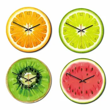 JOYLIVE Творчески плодови стенни часовници Вар Модерни кухненски часовник с лимон Часовници за дома Часовници за всекидневна Часовници в стил тропически изкуство