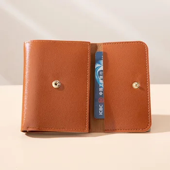 Нов модерен женски чантата си, просто трикуспидалната кратък клип за пари, многофункционална чанта за карти Zero Wallet с няколко карти