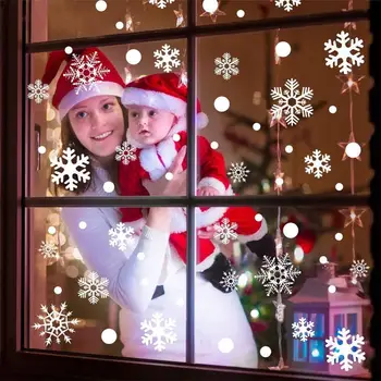 Коледни Стикери За Стени се Придържат към Блестящи Стикери За Прозорците Във формата на Снежинки, Стикери за Стъкло, Зимни Коледна Украса Навидад 2022