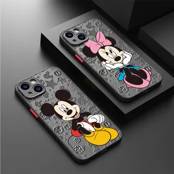 Матов калъф D-Disney с Мики и Мини Маус за Apple iPhone 11 SE 14 XS 15 Плюс 7 XR 6S 13 14 Pro Max 8 12 Cover Mini Phone Fundas