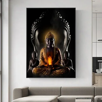 Бог Буда Медитация Живопис с маслени бои върху платно Будистки плакати, Щампи Съвременната религиозна стенни художествена картина за хола Cuadros