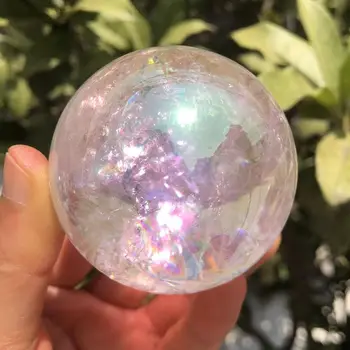 Натурален Прозрачна кристална топка от кварц с покритие покритие Красиви Сватбени декорации