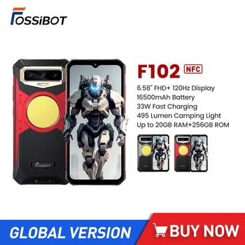 FOSSiBOT F102 Силни Смартфони 12 + GB 256 GB 6,58 Инча, FHD Мобилен Телефон 16500 ма Голяма Батерия 108 М Камера Android 13 Мобилен Телефон