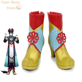 Game Twisted Приказка Сребърни обувки за cosplay Sebek Златни обувки от изкуствена кожа на висок ток, Фантазия обувки за Хелоуин, реквизит за cosplay костюм