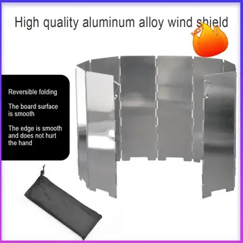 9/10 плочи Газова печка ветрозащитный екран за приготвяне на храна за пикник на открито ветрозащитный екран от алуминиева сплав Сгъваем ветрозащитный екран