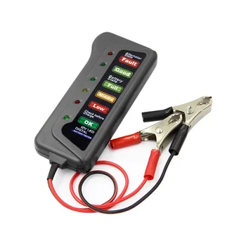 Портативен автоматичен цифров тестер батерия на 12v, ac генератор, 6 led лампи за тестване на батерията на автомобили и мотоциклети