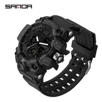 На BIANA 6030 Младежки модни електронни спортни мъжки часовници Военни армейските кварцов Улични ежедневни 50-метрови водоустойчива led цифров мъжки часовник