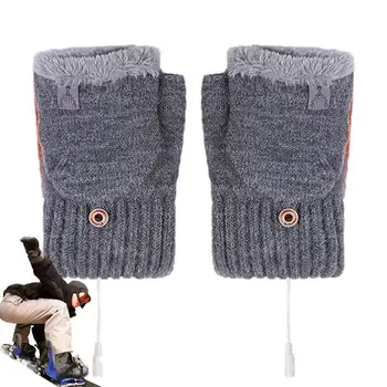 Ръкавици с топъл, дамски ръкавици, зареждащи се чрез USB ястия за ръце, Двустранни гъвкави Меки ръкавици с електрически отопляеми за шофиране