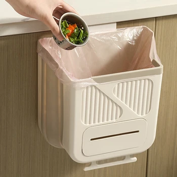 Кухненски сгъваема кофа за боклук с поставка за торбички за боклук, здрав многократна употреба кофата за боклук за баня