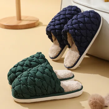 Творчески памучни чехли с ананас За жени и мъже, супер удобни меки плюшени пързалки, есенно-зимни домашни топли чехли на платформа
