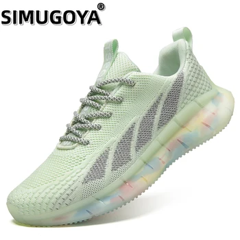 SIMUGOYA Нова дишаща мрежа повърхност, отразяваща светлината, Класически спортни маратонки за бягане, мъжки обувки за пуканки, ежедневни обувки, маратонки за мъже