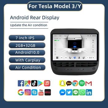 Мултимедиен плеър за дисплей за обратно виждане Tesla Модел 3 Модел Y Android дистанционно управление, климатик Централен дисплей панел Carplay