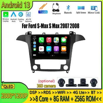 9-инчов Carplay за Ford S-Max, S Max 2007 2008 AT Авто радио Мултимедиен плейър на Андроид 13 Bluetooth, WIFI 4G GPS Навигация
