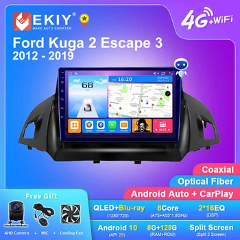 EKIY T7 За Ford Kuga 2 Escape 3 2012-2019 Авто Радио Мултимедиен Плейър GPS Навигация Андроид 10 Без 2din Carplay DVD HU