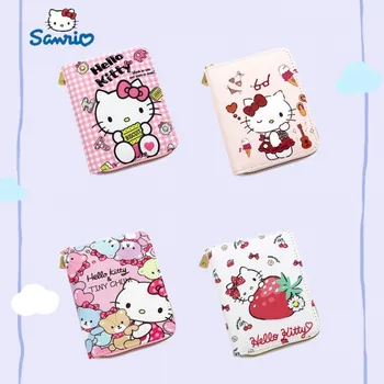 Sanrio Сладко в чантата си Hello Kitty, портмонета, Кавайный кожен държач за карти, Женски Пу Случайни чанта за пари, Играчка, подарък за празниците за момичета