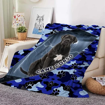 Cane Corso Фланелен Одеяла Blue Como Светкавица Срастване 3D Печатни Пледов Офис Сън за Пътуване Преносими Одеяла Дропшиппинг