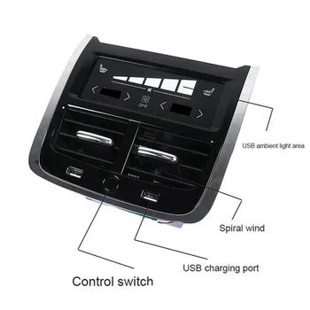 Почистване на задното абитуриентски дупки Led атмосфера USB Зареждане, за да Volvo XC60 XC90 S60, V60 V90 2015-2021 на Кутията на климатика