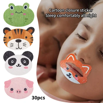 30 бр / пакет Бебешки мультяшные ортопедични етикети за устата, етикети от хъркане, стикери за затыкания сън, стикер за корекция на дишането
