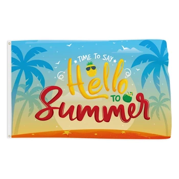 Здравейте, летен флаг, тропически аксесоари за партита, Празнични Хавайски кокосови палми, забавни шах с месингови люверсами за деца на открито и на закрито