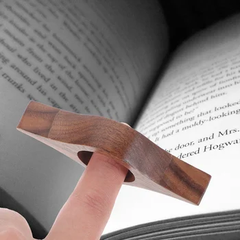 Държач за книги на страници Stobok Дървена маркер за палеца Една пръстен за палеца на Преносима маркер за четене на пръстите Аксесоар за четене