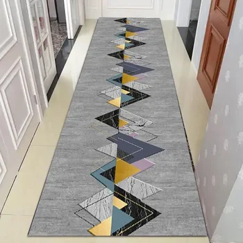 Модерен геометричен килим за хотелския коридор, дълъг килим за дома: коридор, Мек килим на стълбите, подложка за входната врата, скандинавски подложка за джогинг по пътеката
