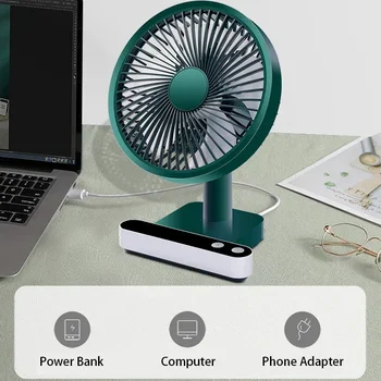 Персонален вентилатор за домашен офис с регулируема глава, USB-акумулаторна осцилиращ настолен вентилатор с 4 настройки на скоростта, мини-тенис на вентилатора за охлаждане с капацитет 5000 mah