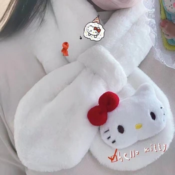 Kawai Санрио Аниме Hello Kitty Cinnamoroll Шал Японската Серия My Melody Kuromi Сладък Cartoony Зимата На Топло Маточната Кърпичка