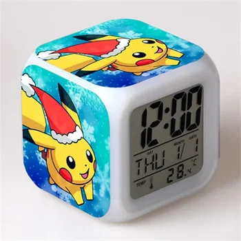 8-сантиметрови Горещи часовници с покемоном, лека нощ, Цветна Променящата будилник С led светкавица, играчка-модел Пикачу за подарък на детето-ученик