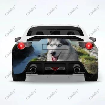 Етикети на задния капак на автомобила с участието на кучета Хъски Greture, креативна стикер на автомобила, промяна на външния вид на купето на автомобила, декоративни стикери