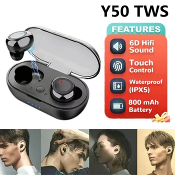 Безжични слушалки Y50 TWS спортни слушалки 5.0 Bluetooth Детска слушалка Микрофон Телефон Безжични слушалки за xiaomi lenovo, LG