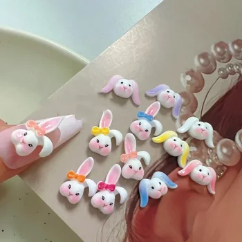 10шт 3D Декорации за нокти от смола Съответствие Зайци Окачване за нокти, Аксесоари Kawaii Аксесоари за нокти за професионалисти Детайли за маникюр