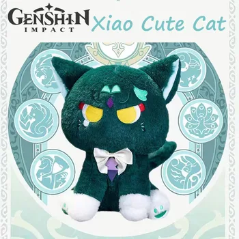 Genshin Impact Плюшени Играчки Сладко Xiao Plushie Kawaii Cat Кукла Декор Меки Играчки Фен на Играта Merch за Подаръци за Рожден Ден