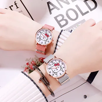Часовници Sanrio Hello Kitty, Кавайные изискани декоративни кварцови часовници със защита от падане, мультяшная фигурка аниме, сладък подарък за момичета, мода